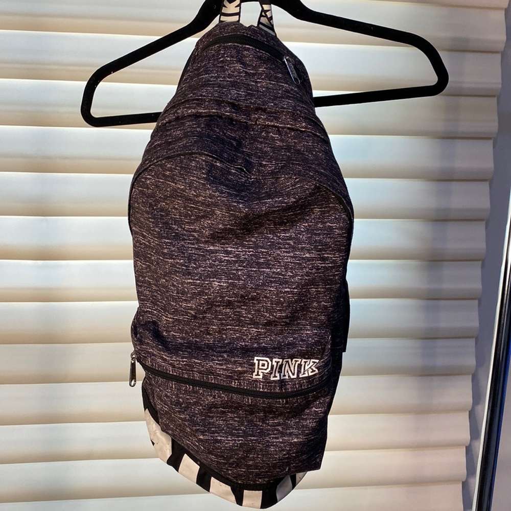 PINK Victoria Secret black gray backpack with four zippers